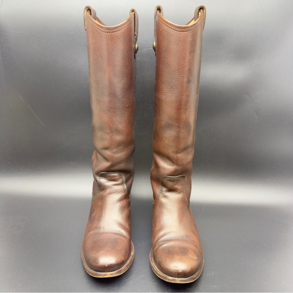 Frye Melissa Button Tall Brown Leather Boots